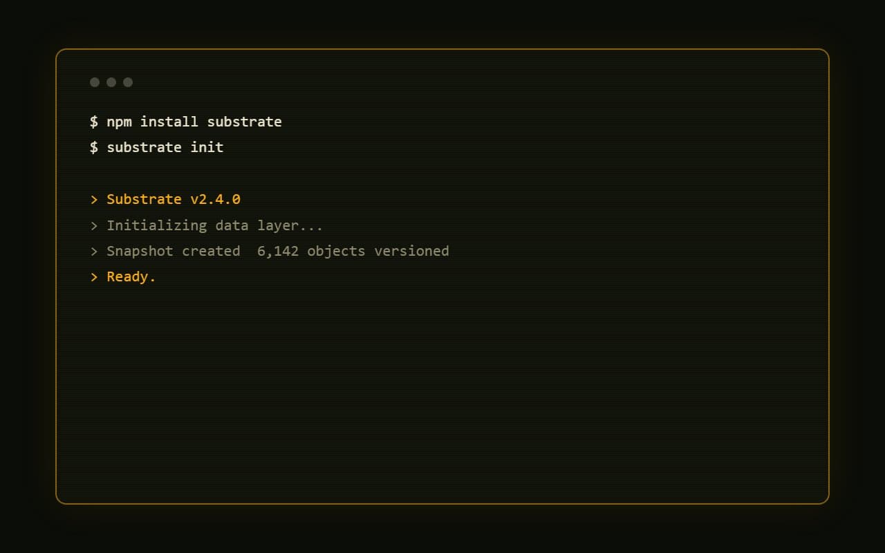 Terminal recording of the substrate init command running